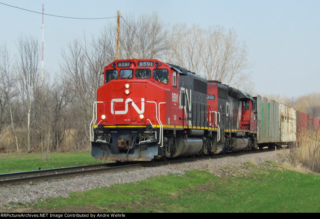CN 9591 leads the Marinette Sub local L536 to Green Bay